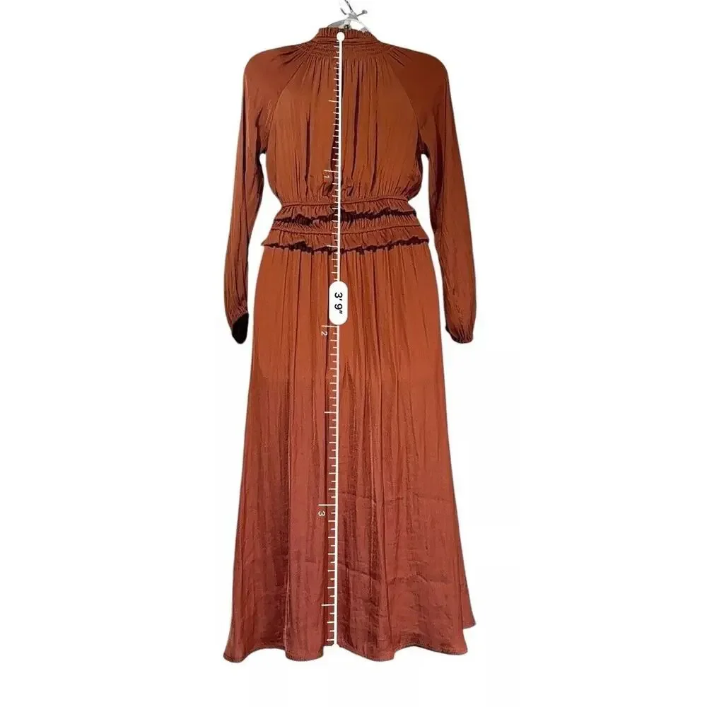 Adyson Parker Brown V-neck long sleeve maxi dress Size XS